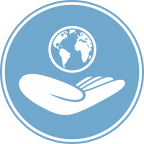 Hand holding globe icon